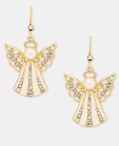 Holiday Lane Faux Pearl Angel Drop Earrings, Macy's Exclusive