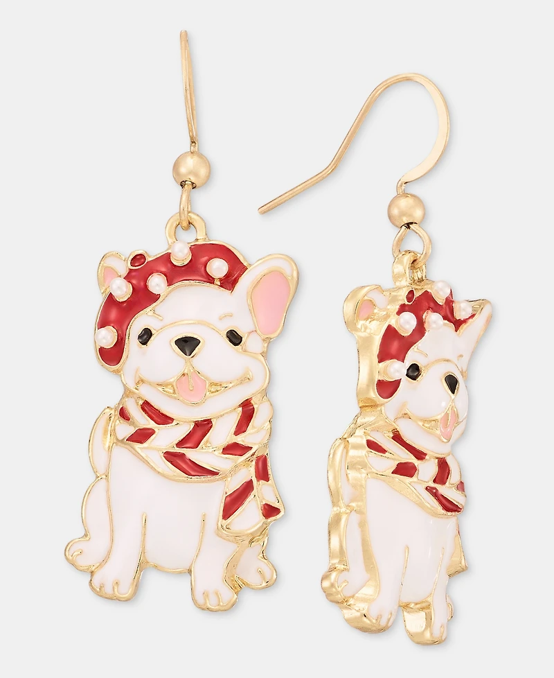 Holiday Lane French Bulldog Holiday Drop Earrings, Macy's Exclusive