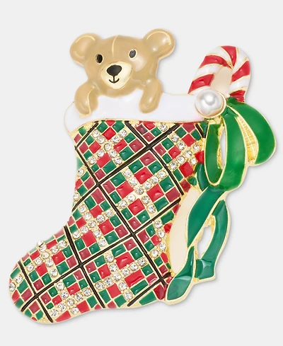 Holiday Lane Plaid Stocking Pin, Macy's Exclusive