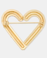 Holiday Lane Gold-Tone Red and White Heart Pin, Macy's Exclusive