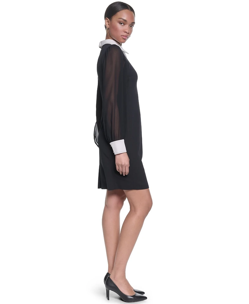 Karl Lagerfeld Paris Women's Scuba Crepe Sheath Collared Dress