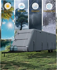 Gaomon Travel Trailer Rv Cover, Extra-Thick Upgraded 7 Layers for Camper Cover 27'-30', with Adhesive Repair Patches