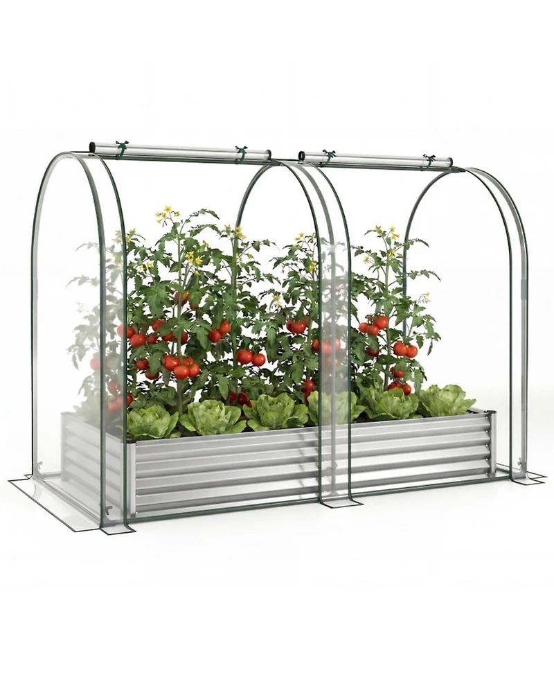 Gouun Galvanized Raised Garden Bed with Pvc Greenhouse Cover