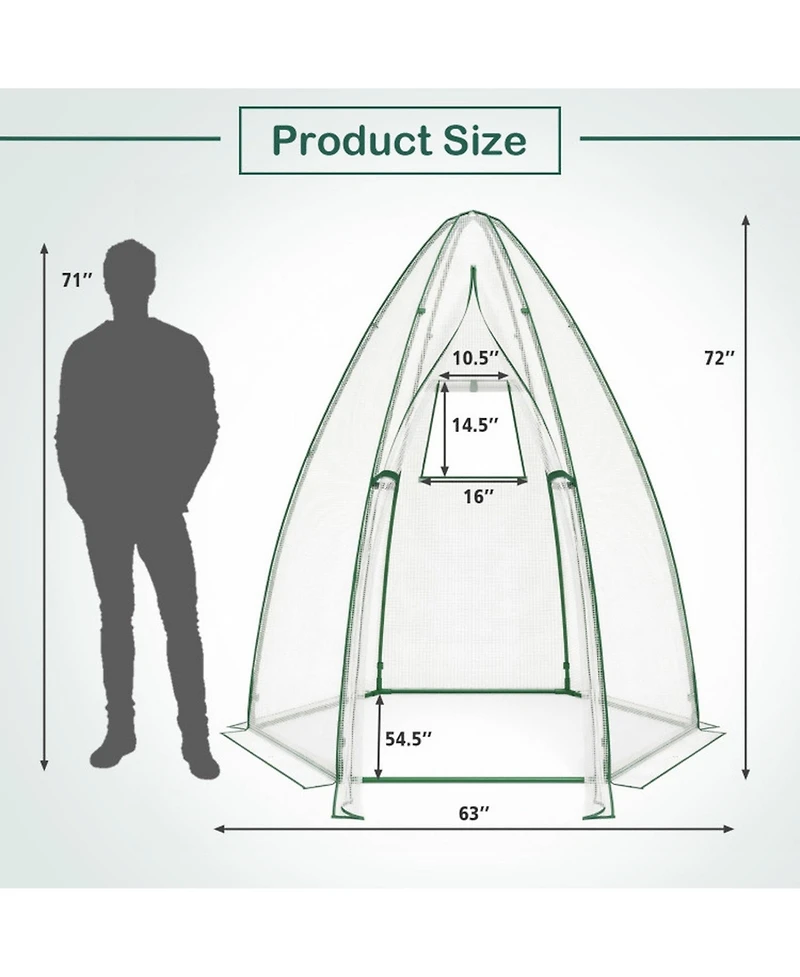 Gouun Portable Walk-In Mini Greenhouse with All-Weather Pe Cover