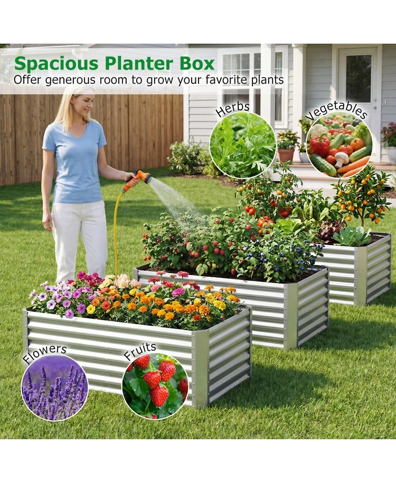 Gouun 4 x 2 x 2 ft Galvanized Steel Raised Garden Bed Planter Box