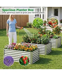Gouun 4 x 2 x 2 ft Galvanized Steel Raised Garden Bed Planter Box