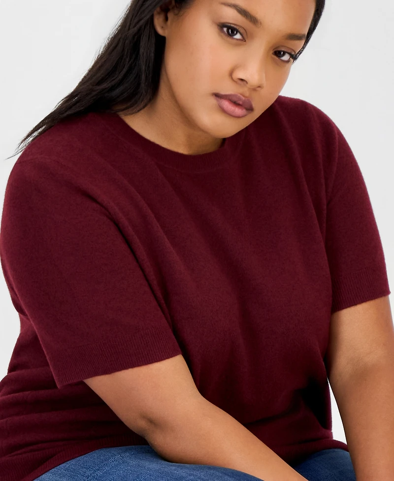 On 34th Trendy Plus Sweater-Knit T-Shirt, Macy's Exclusive