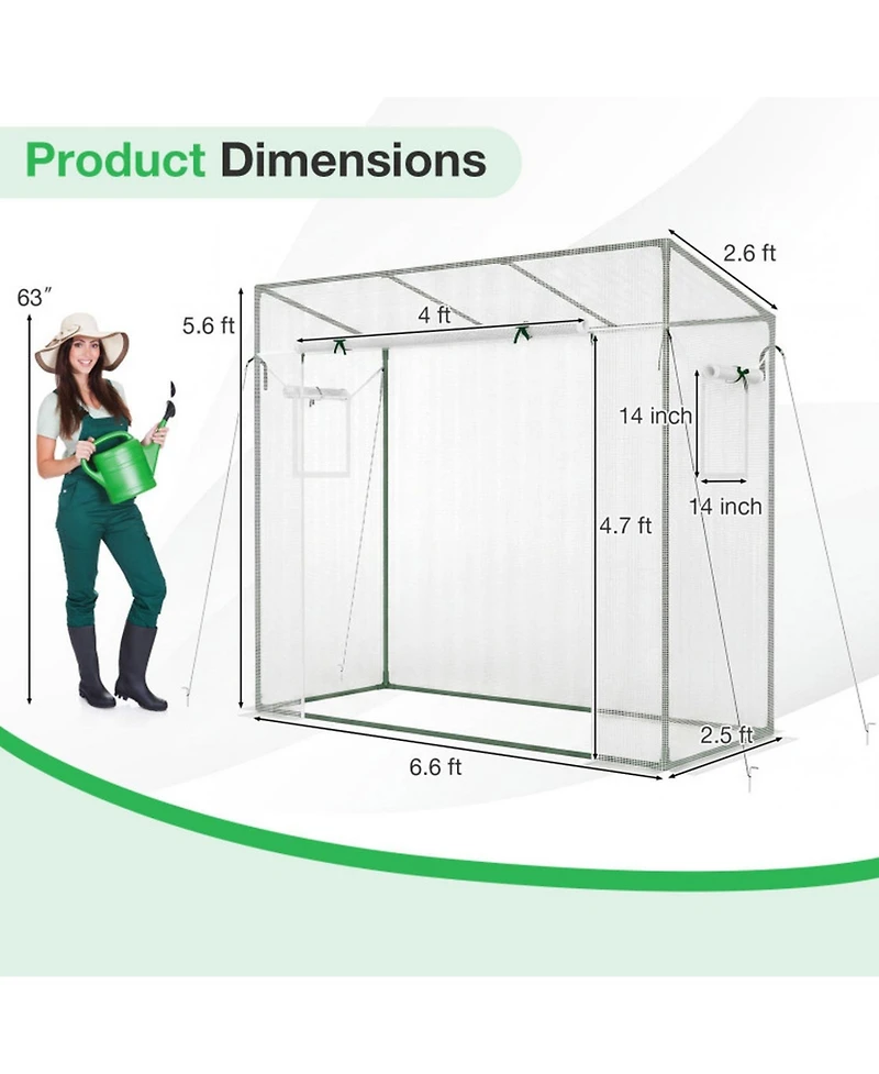 Gouun Walk-in Portable Greenhouse with Roll-Up Zipper Door