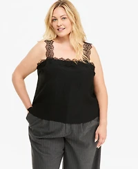 On 34th Plus Lace-Trim Crinkle-Texture Camisole, Macy's Exclusive