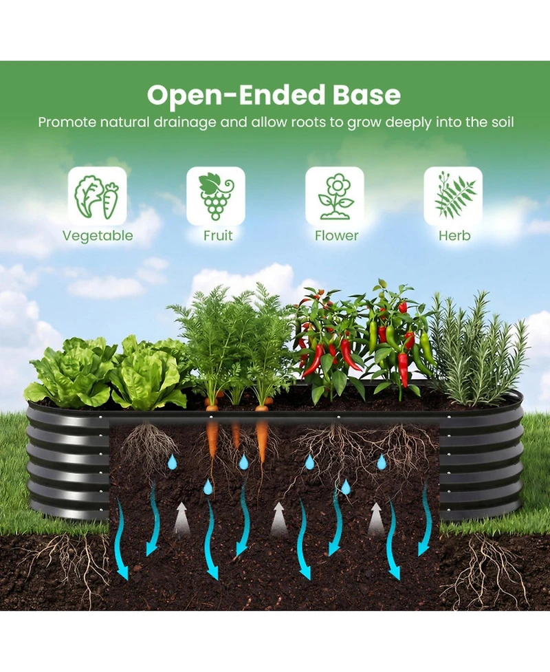 Gouun Outdoor Color Steel Raised Garden Bed with Greenhouse Cover Roll-Up Window