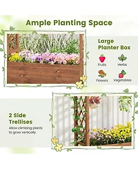 Gouun Wooden Elevated Raised Garden Bed with Hanging Roof for Outdoor Gardening