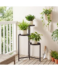 Gouun 3-Tier Metal Plant Stand Indoor Outdoor Tall Corner Flower Pot Holder