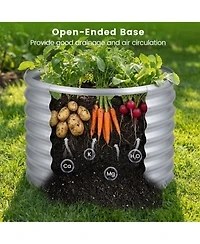 Gouun Round Galvanized Steel Raised Garden Bed with Open-Ended Base Medium