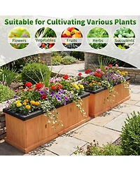 Gouun Wooden Raised Garden Bed with Drainage Holes Liner Solid Fir Wood Box