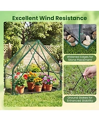 Gouun Mini Greenhouse Metal Frame with Waterproof Bottom Mat and Wind Ropes