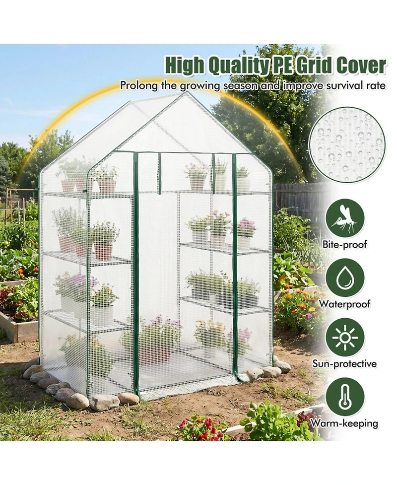 Gouun Portable Walk-In Greenhouse 3-Tier with 6 Metal Wire Shelves