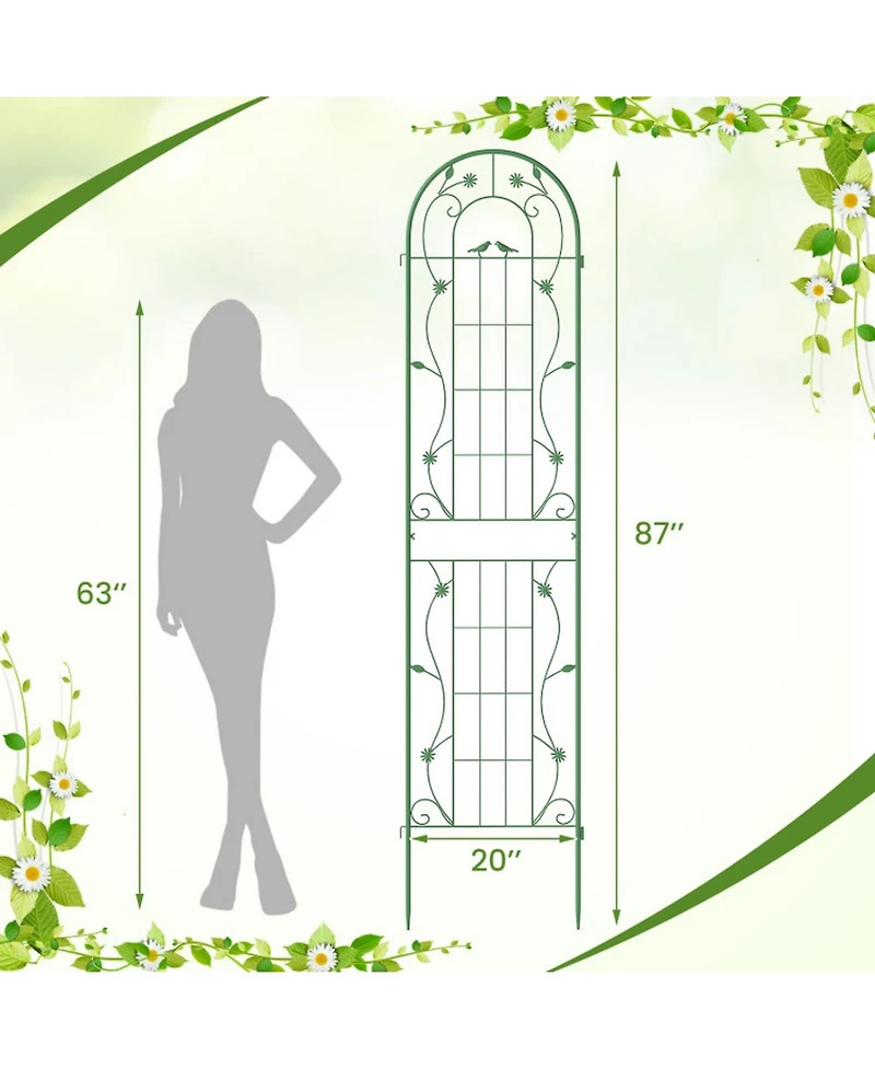 Gouun 86.5-Inch Metal Garden Trellis for Climbing Plants, Set of 2