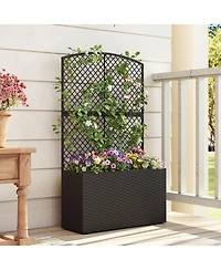 Gouun 49-Inch Raised Garden Bed with Wicker Trellis Planter Box