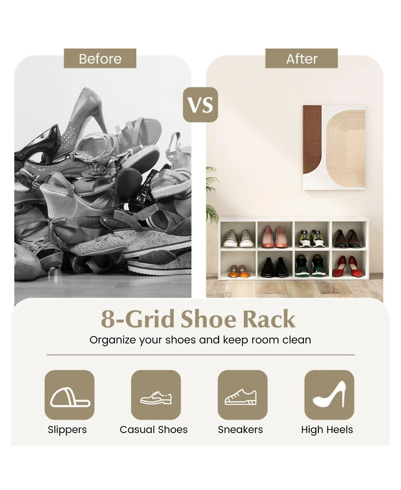 Gouun 8-Cubby Shoe Organizer Heavy Duty 500 lb Weight Capacity Rack