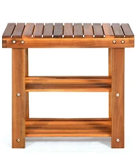 Gouun 3-Tier Wood Shoe Rack and Bench Organizer