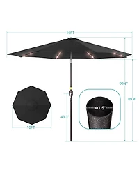 Sonkuki Patio 10Feet Led Market Umbrellas With Solar Lights, Table Umbrella For And Outdoor Tilt Button Deck Pool