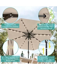 Sonkuki Patio 10Feet Led Market Umbrellas With Solar Lights, Table Umbrella For And Outdoor Tilt Button Deck Pool