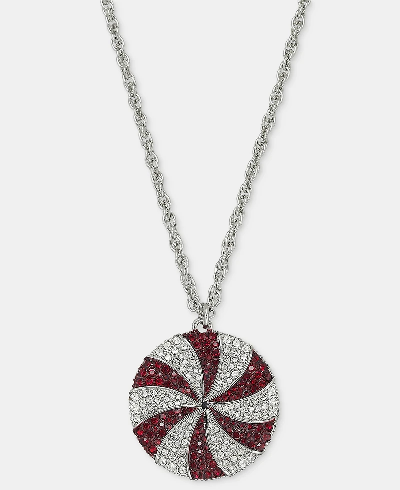 Holiday Lane Silver-Tone Peppermint Pendant Necklace, Macy's Exclusive