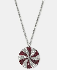 Holiday Lane Silver-Tone Peppermint Pendant Necklace, Macy's Exclusive