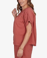 Ruby Rd. Plus Lightweight Pleated Short-Sleeve Top