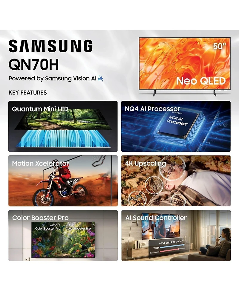 Samsung QN50QN70HAFXZA 50 Inch Neo Qled Smart Tv with 5 Year Amber Protection Plan (2026)