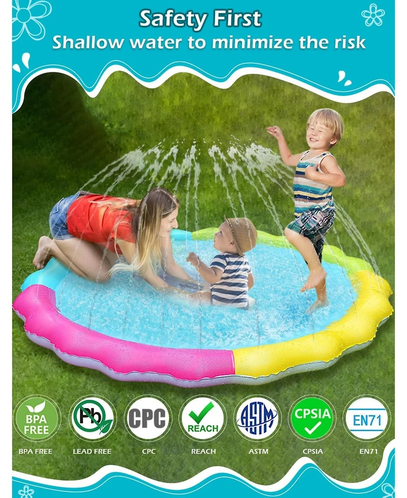 Aofar Splash Pad Sprinkler Play Mat Outdoor Pool Dog Kids