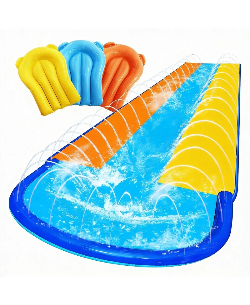 Aofar Water Slip Slide 3 Lane Sprinkler Bodyboards Pvc Outdoor Play