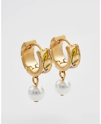 Fable England Blackberry Bramble Pearl Drop Gold Huggie Earrings