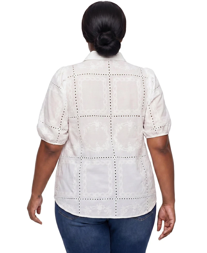 Torrid Plus Belle Isle Eyelet Button Down Shirt