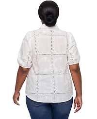 Torrid Plus Belle Isle Eyelet Button Down Shirt