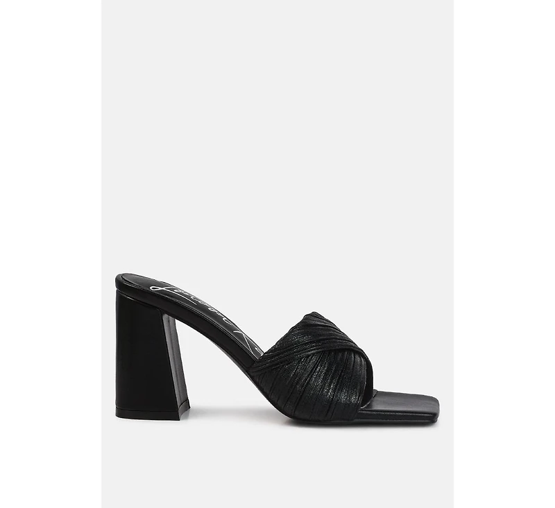 Womens Salty You Crinkled Triangular Block Heel Sandals