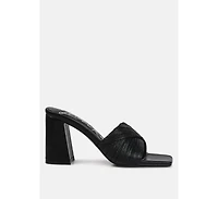Womens Salty You Crinkled Triangular Block Heel Sandals