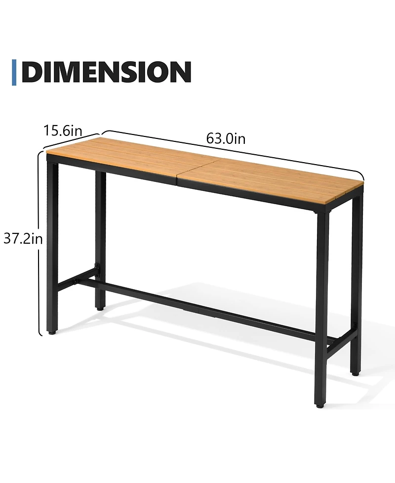 Pellebant Patio Outdoor Bar Table Counter Height Rectangle