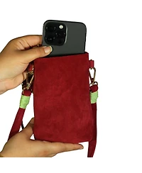Carlos Falchi Cell Phone Butterfly Suede Leather Bag