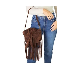 Carlos Falchi Fringe Butterfly Suede Bag