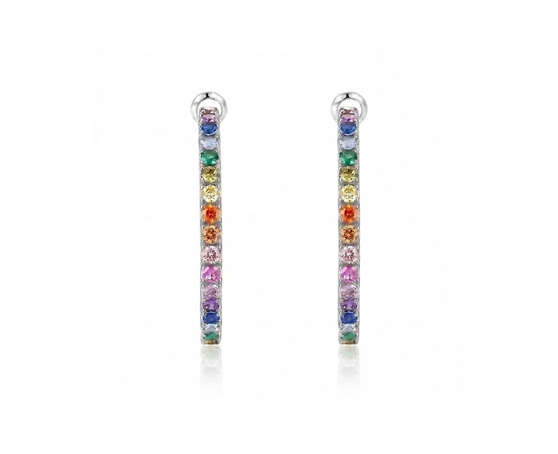 Rachel Glauber Chic White Gold Plated Cz Hinge Hoop Statement Earrings