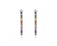 Rachel Glauber Chic White Gold Plated Cz Hinge Hoop Statement Earrings