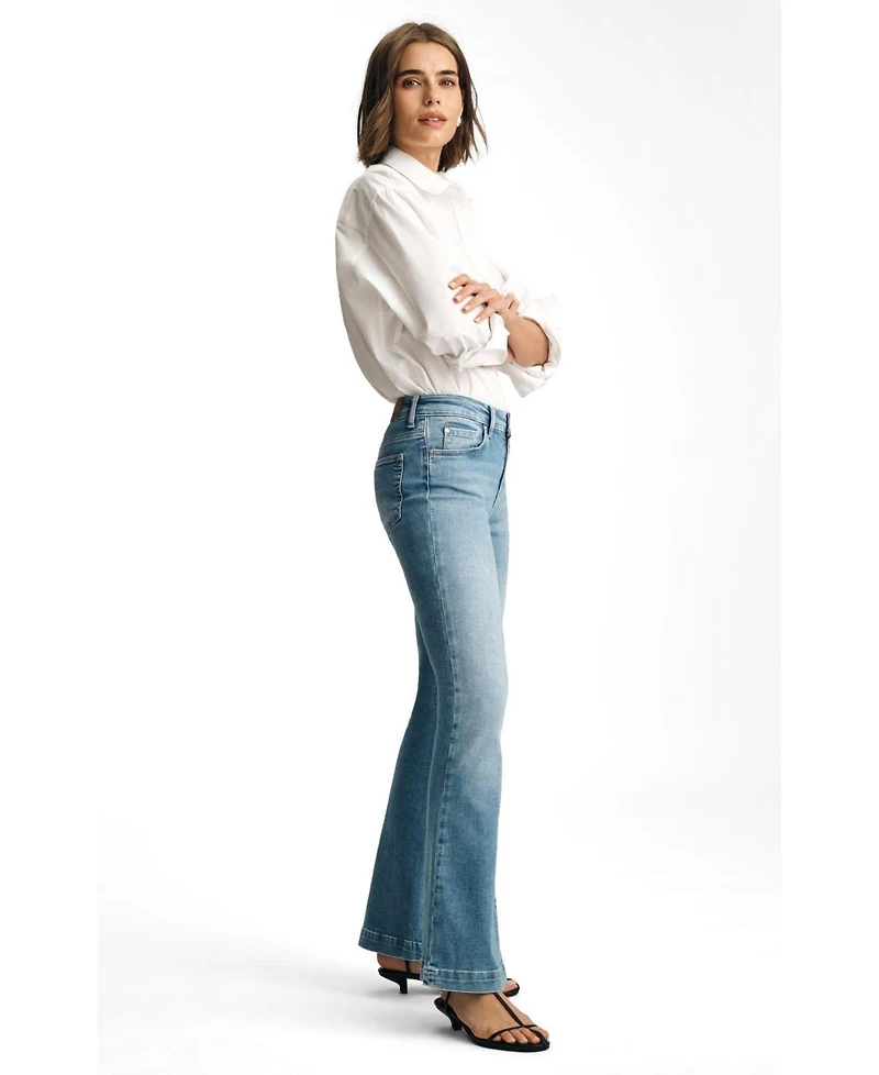Mavi Jeans Women's Sydney High Rise Flare Mid Blue Feather