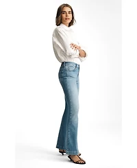 Mavi Jeans Women's Sydney High Rise Flare Mid Blue Feather