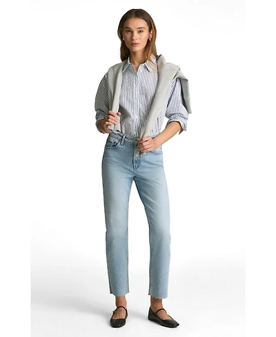 Mavi Jeans Women's New York High Rise Straight Leg Lt Brushed Classic Blue