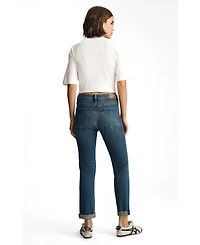 Mavi Jeans Women's Kathleen Mid Rise Boyfriend Dark Brushed Flex Blue