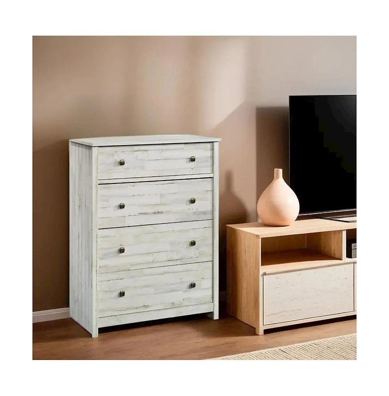 Starlight Canyon Home White 4-Drawer Bedroom Chest for Clothing Storage with Easy Setup Design