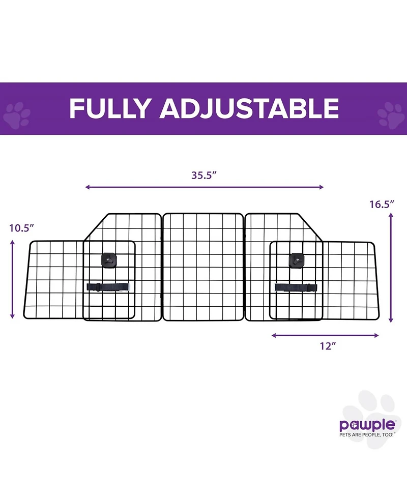 Pawple Adjustable Dog Car Barrier - Heavy-Duty Mesh Pet Divider for SUVs, Cars, Trucks and Vehicles