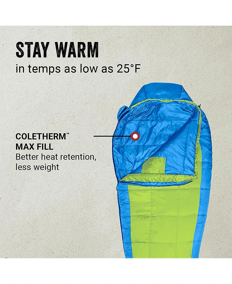 Coleman Kompact Lightweight 25 Fahrenheit Sleeping Bag for Camping and Hiking