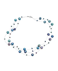 Bling Jewelry Multi Strand Pearl Illusion Necklace Choker Freshwater Cultured